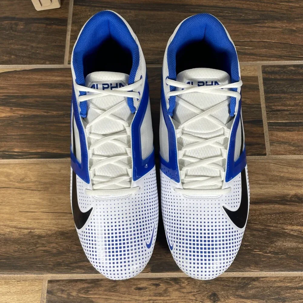 Nike Alpha Menace 4 Pro Shoes Mens Size 13 White Blue Black Football Cleats